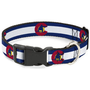 Plastic Clip Collar - Colorado Flag/Snowboarder Blue/White/Red/Yellow Plastic Clip Collars Buckle-Down