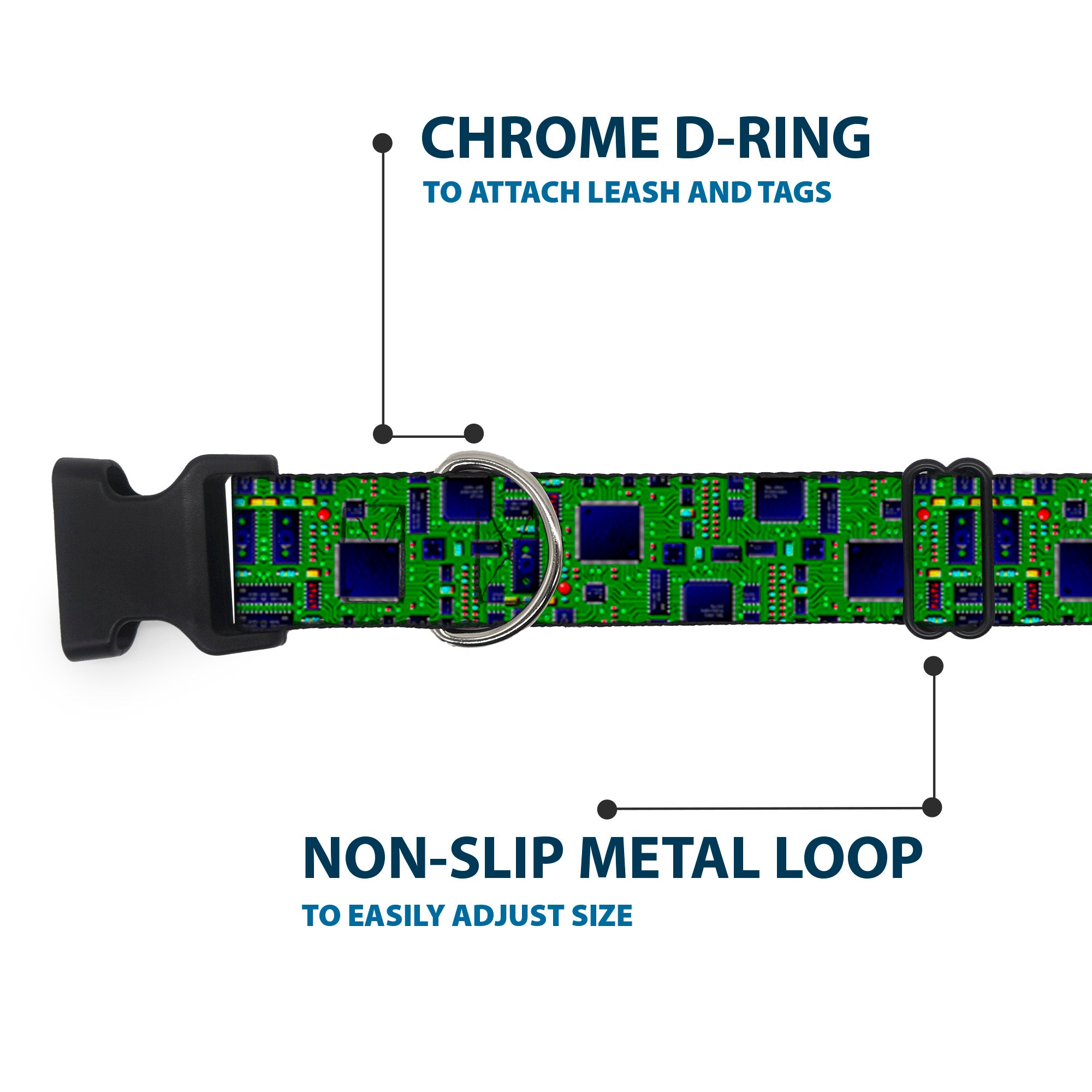 Plastic Clip Collar - Circuit Board2 Plastic Clip Collars Buckle-Down