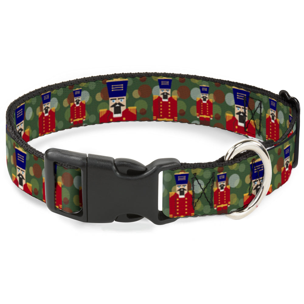 Plastic Clip Collar - Christmas Nutcracker/Polka Dots Greens/Gold/Red Plastic Clip Collars Buckle-Down