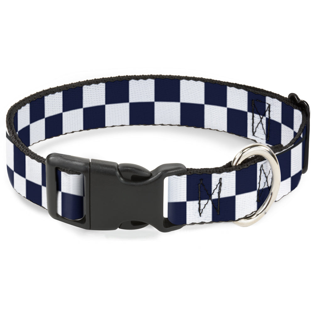 Plastic Clip Collar - Checker Midnight Blue/White Plastic Clip Collars Buckle-Down