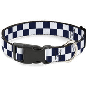 Plastic Clip Collar - Checker Midnight Blue/White Plastic Clip Collars Buckle-Down