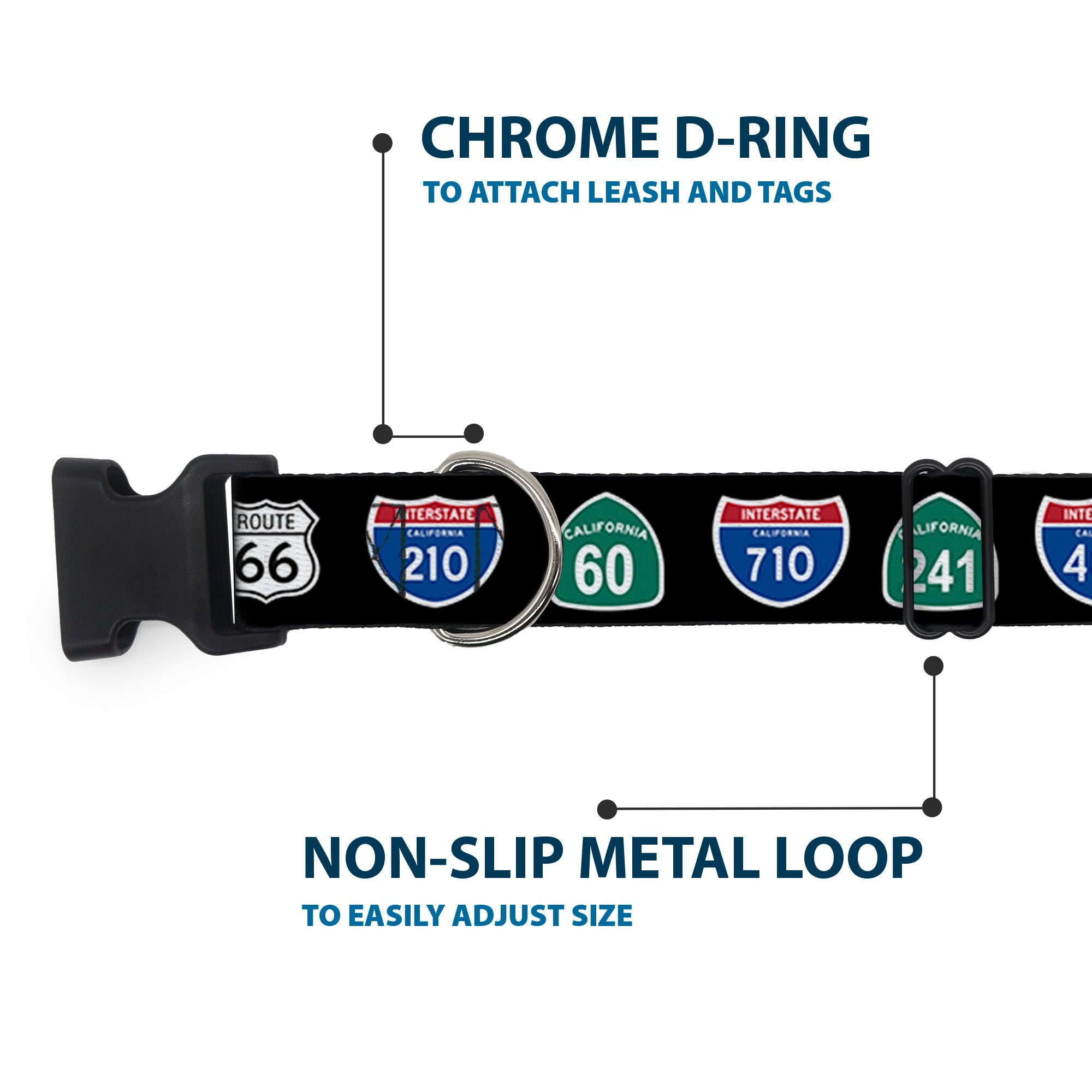 Plastic Clip Collar - California Highway Signs Black Plastic Clip Collars Buckle-Down