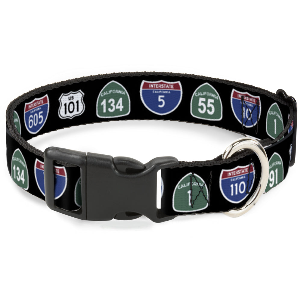 Plastic Clip Collar - California Highway Signs Black Plastic Clip Collars Buckle-Down