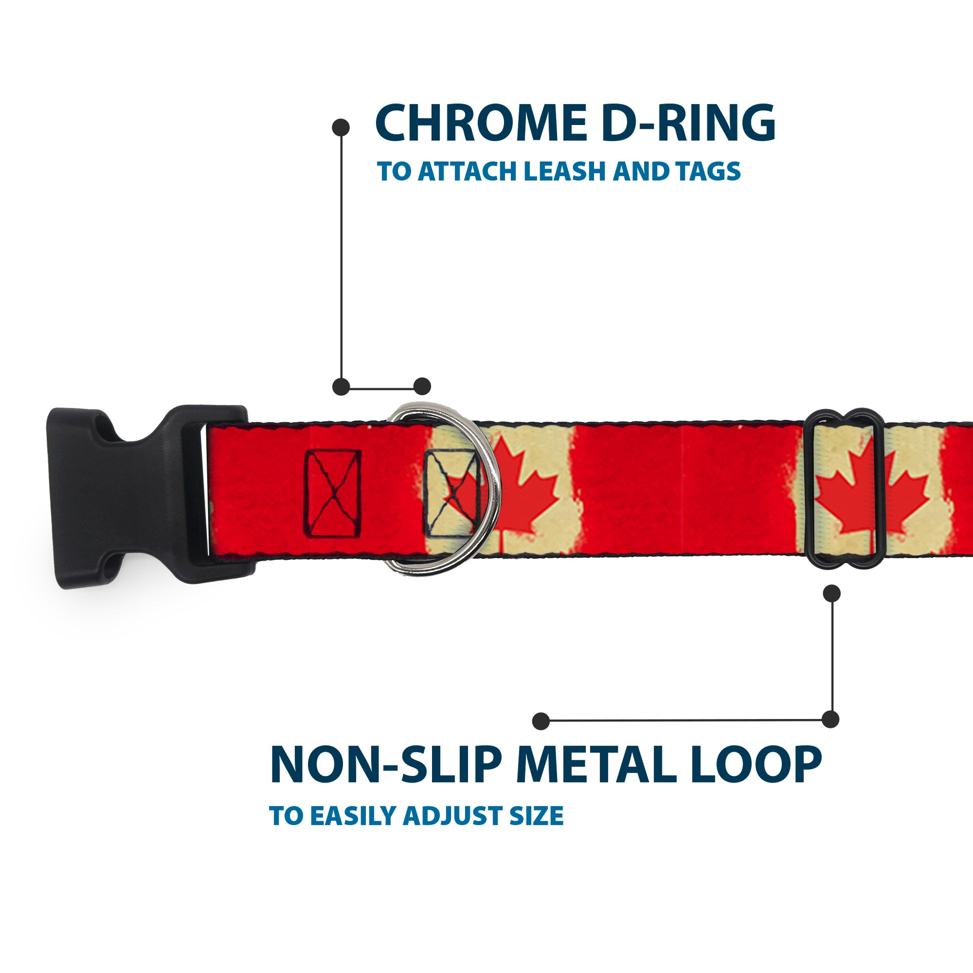 Plastic Clip Collar - Canada Flag Painted Plastic Clip Collars Buckle-Down