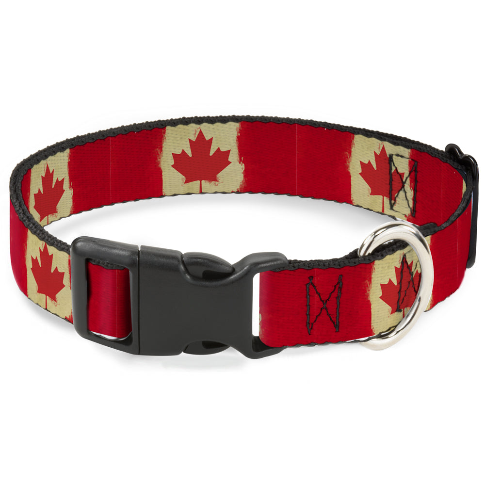 Plastic Clip Collar - Canada Flag Painted Plastic Clip Collars Buckle-Down