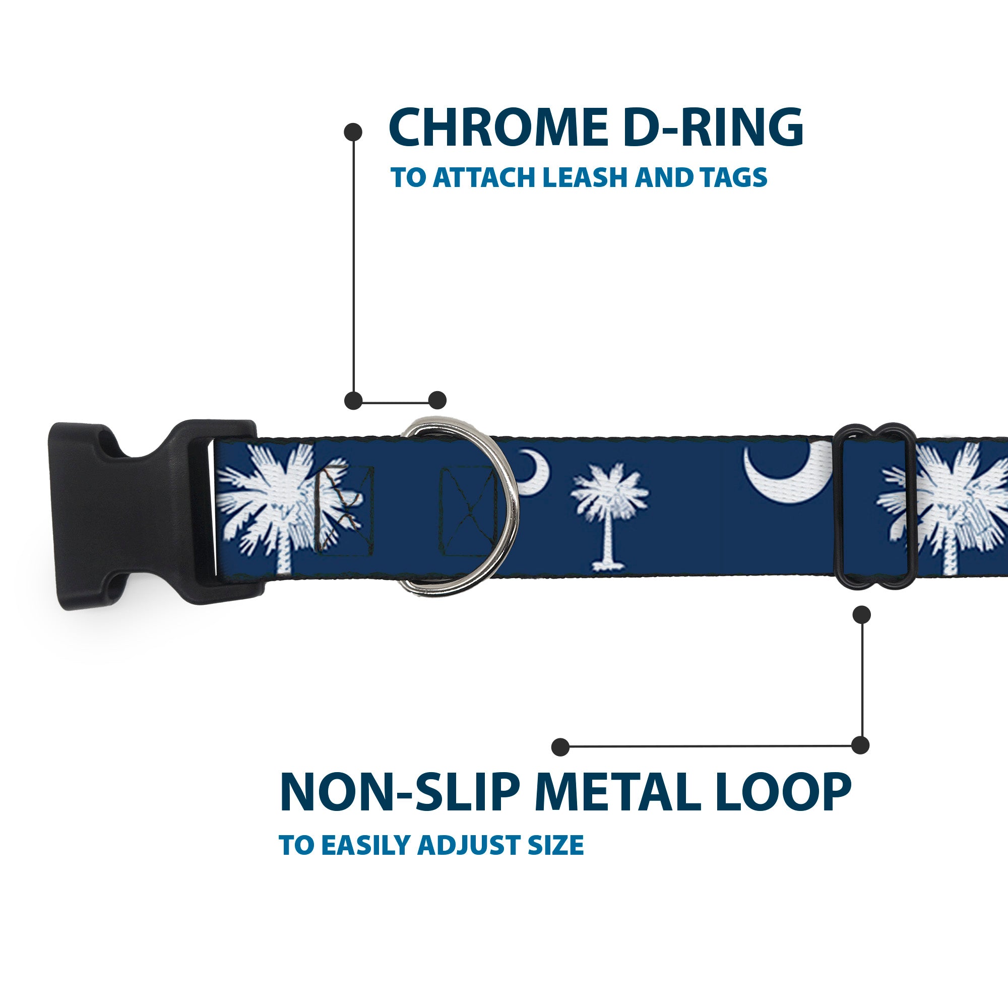 Plastic Clip Collar - South Carolina Flags Scattered Plastic Clip Collars Buckle-Down