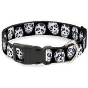 Plastic Clip Collar - Sugar Skulls Black/White/Black Plastic Clip Collars Buckle-Down