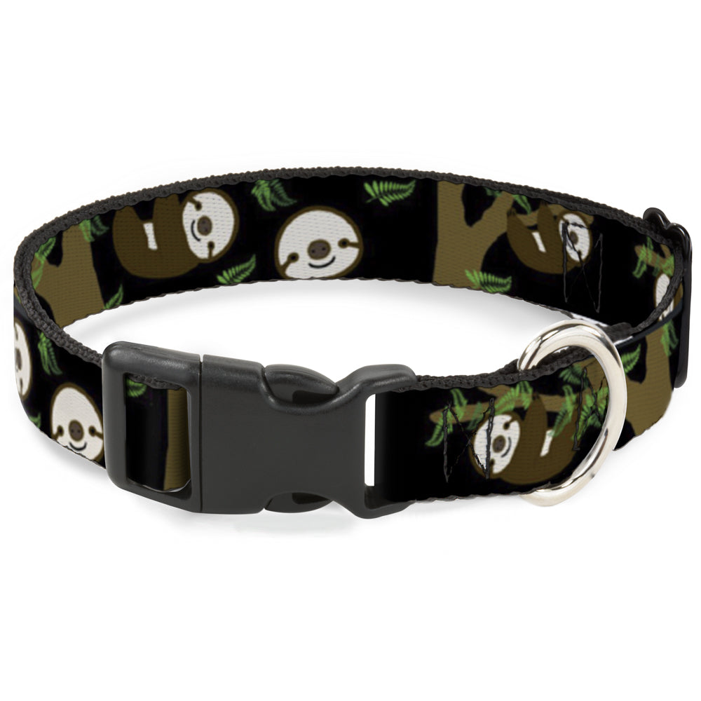 Plastic Clip Collar - Sloth Face/Hanging Black Plastic Clip Collars Buckle-Down