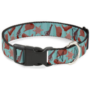 Plastic Clip Collar - Sheriff's Gear/Vertical Stripe Turquoise/Browns Plastic Clip Collars Buckle-Down