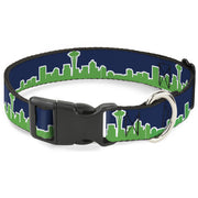 Plastic Clip Collar - Seattle Skyline Navy/Bright Green Plastic Clip Collars Buckle-Down