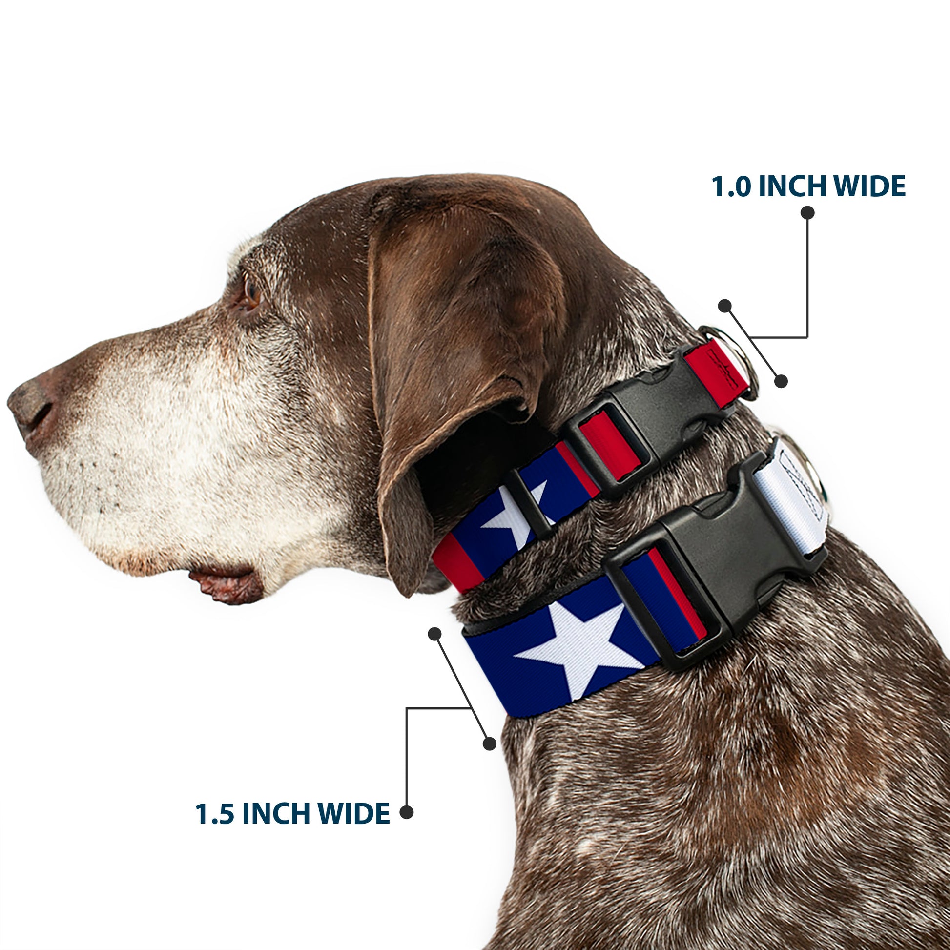 Plastic Clip Collar - Stars & Stripes Ribbon Red/Blue/White Plastic Clip Collars Buckle-Down