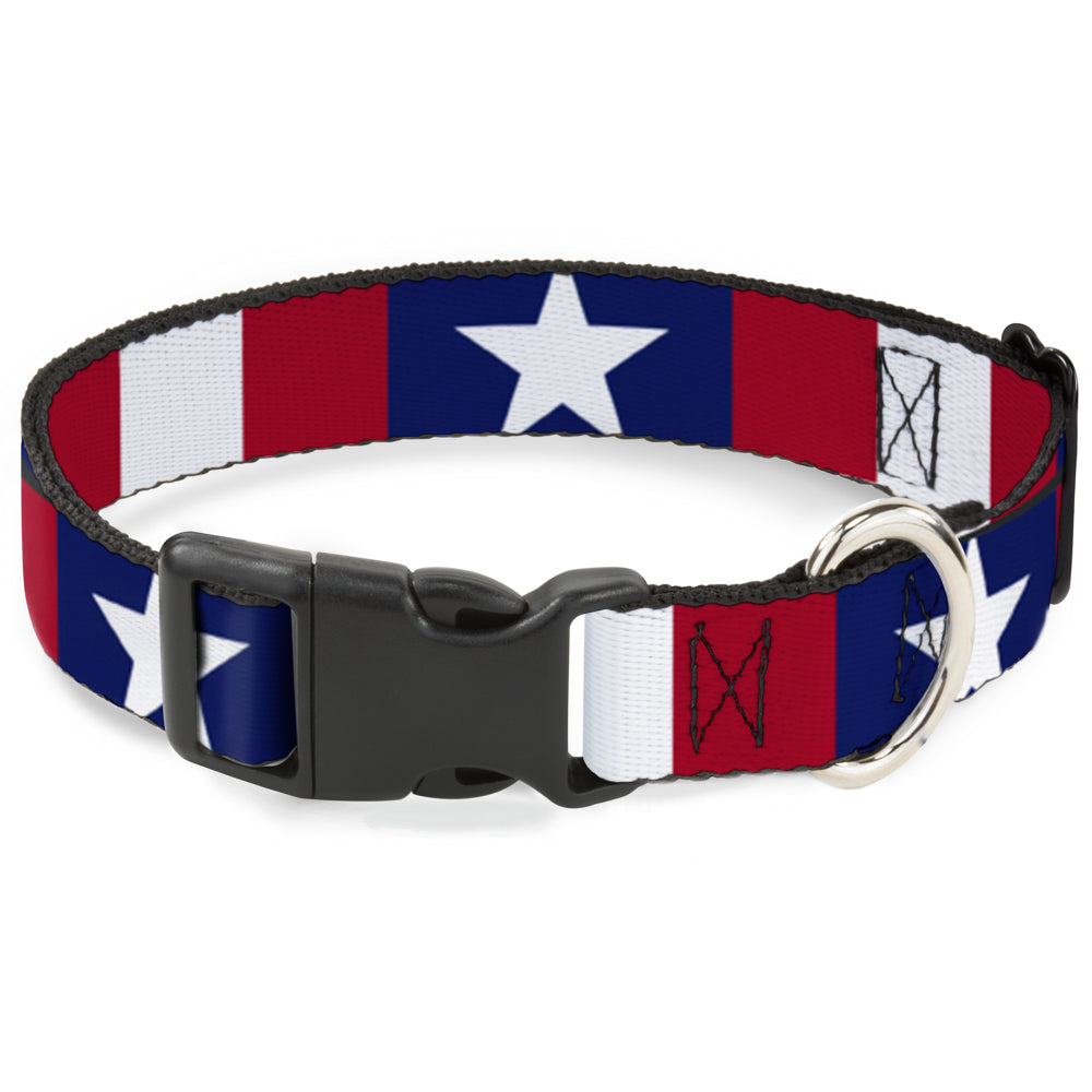 Plastic Clip Collar - Stars & Stripes Ribbon Red/Blue/White Plastic Clip Collars Buckle-Down