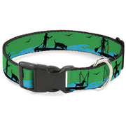 Plastic Clip Collar - SUP w/Dog Neon Green/Blues/Black Plastic Clip Collars Buckle-Down