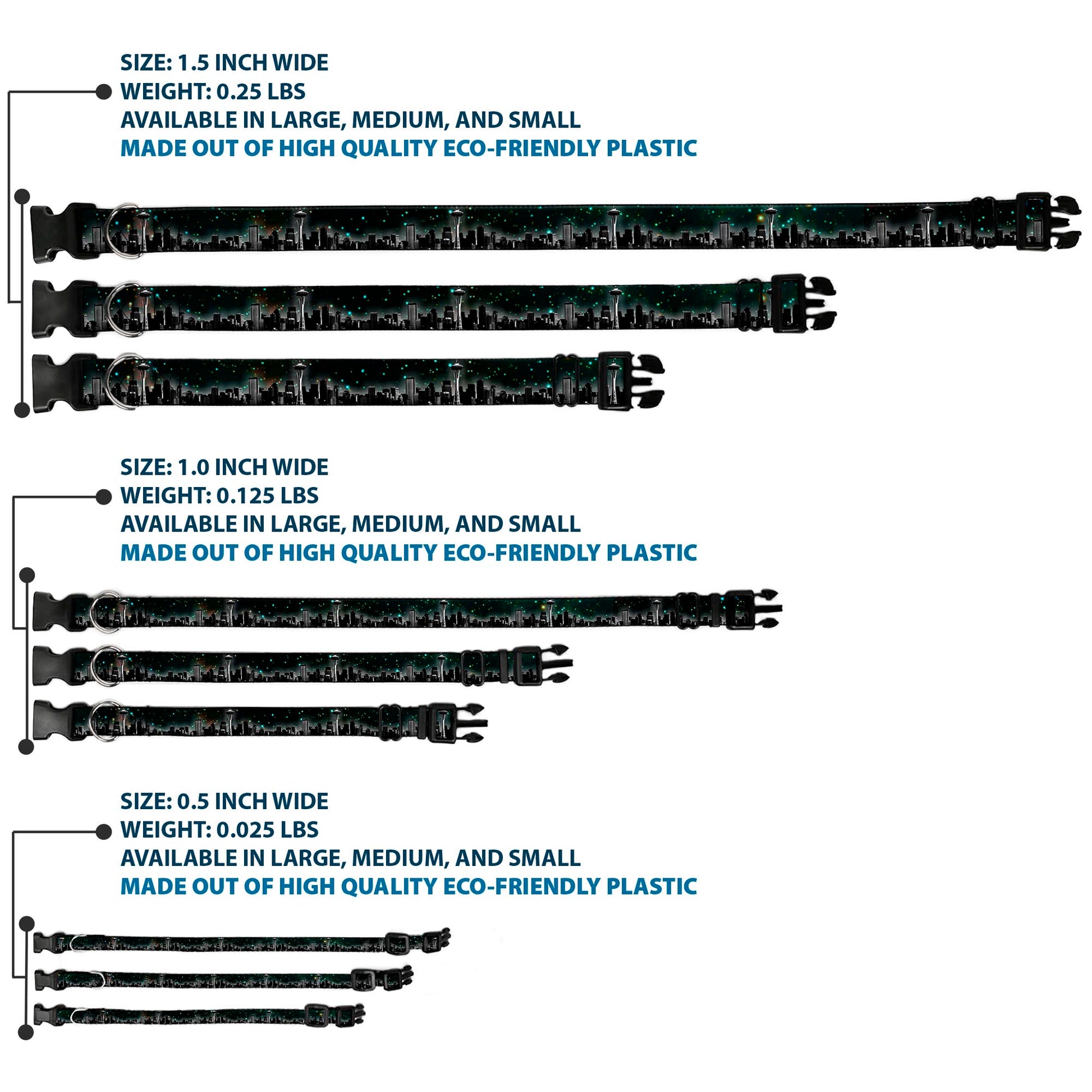 Plastic Clip Collar - Seattle Vivid Skyline/Space Dust Plastic Clip Collars Buckle-Down