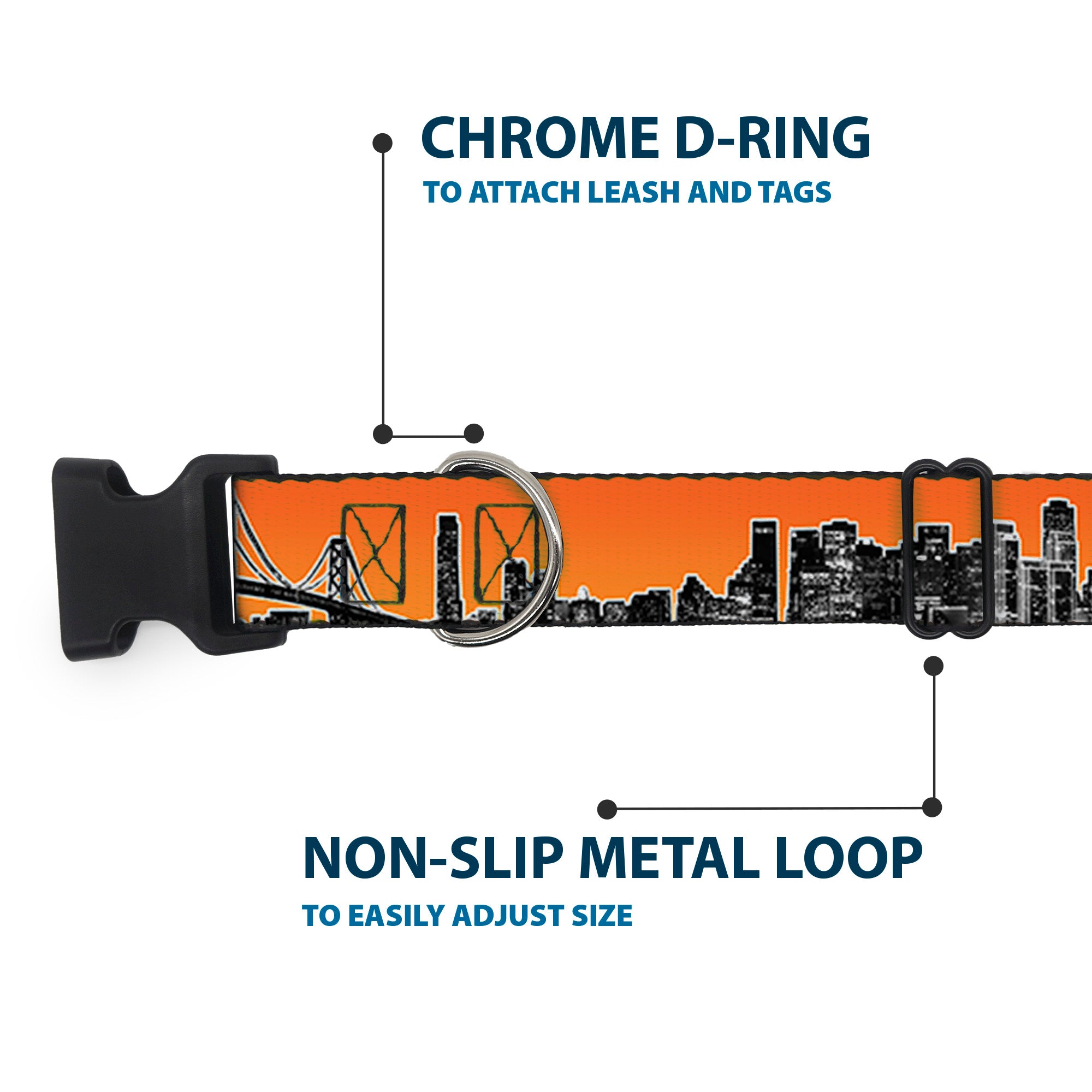 Plastic Clip Collar - San Francisco Vivid Skyline Orange Fade/Black Plastic Clip Collars Buckle-Down