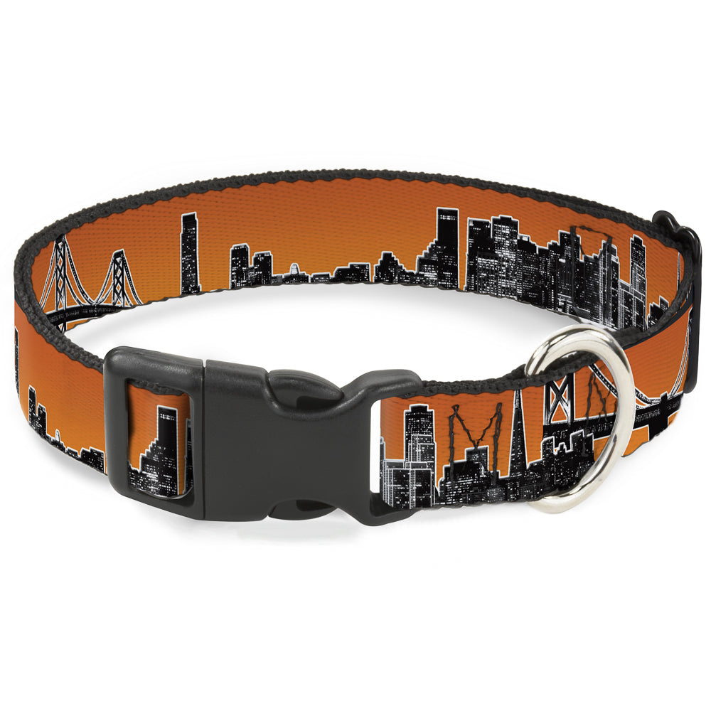 Plastic Clip Collar - San Francisco Vivid Skyline Orange Fade/Black Plastic Clip Collars Buckle-Down