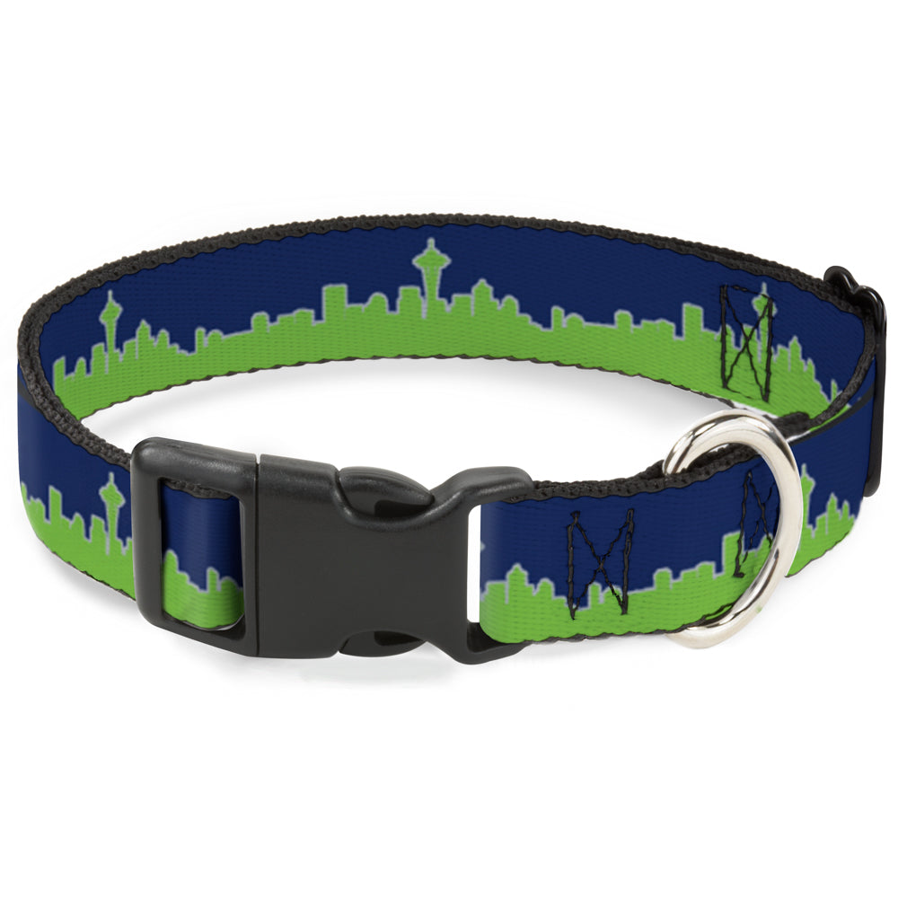 Plastic Clip Collar - Seattle Skyline Navy/Gray/Green Plastic Clip Collars Buckle-Down
