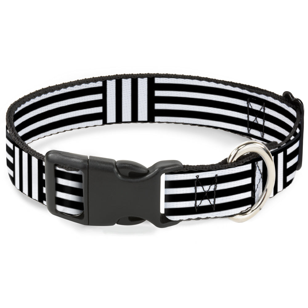 Plastic Clip Collar - Stripe Blocks Black/White Plastic Clip Collars Buckle-Down