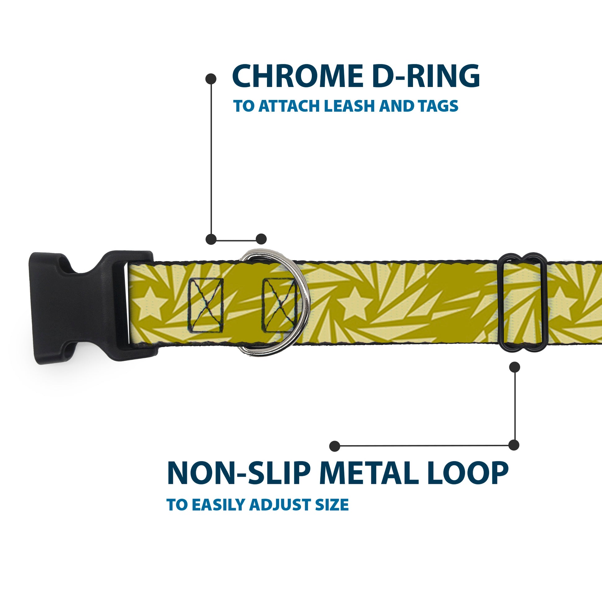 Plastic Clip Collar - Star Pinwheel Olive Greens Plastic Clip Collars Buckle-Down