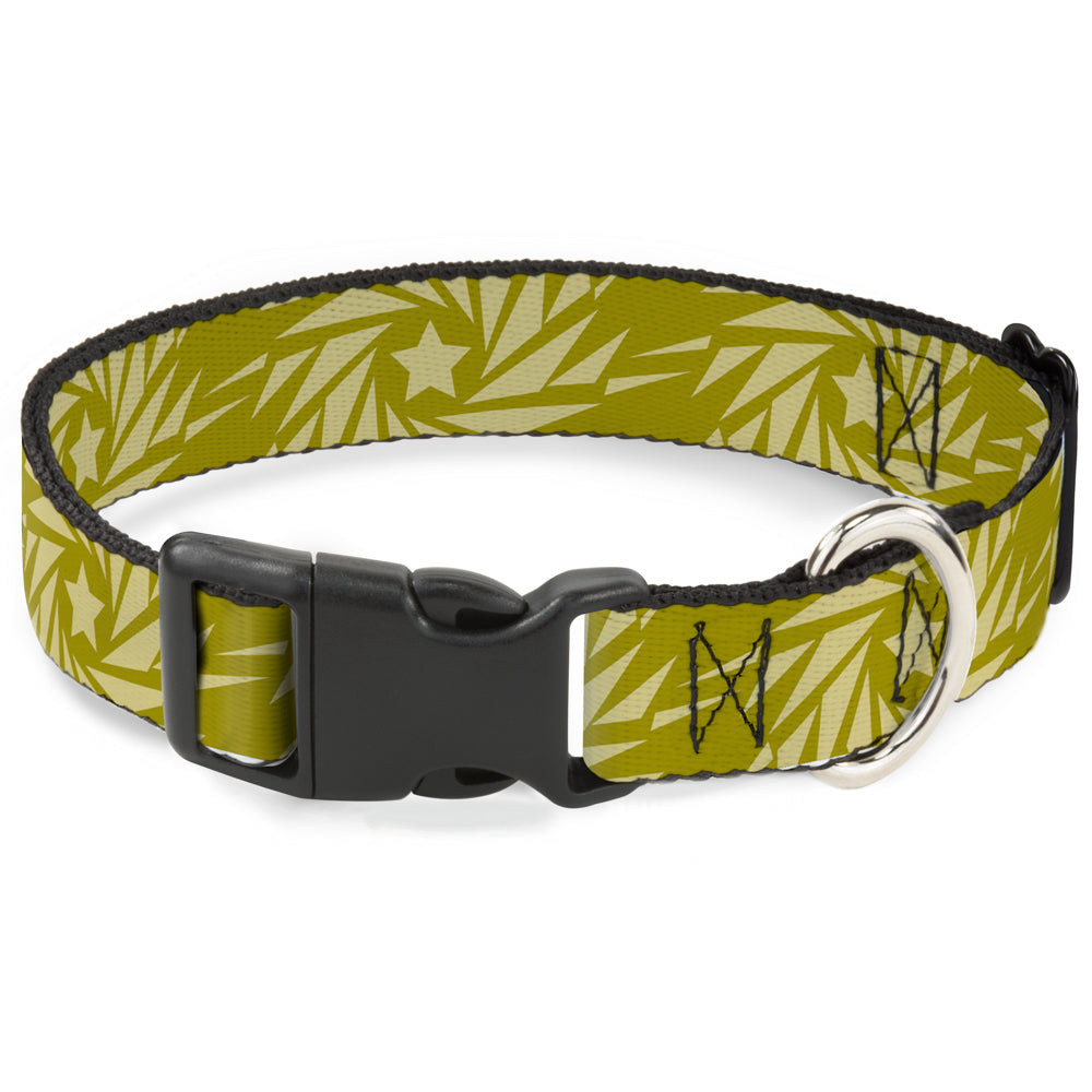 Plastic Clip Collar - Star Pinwheel Olive Greens Plastic Clip Collars Buckle-Down
