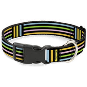 Plastic Clip Collar - Stripe Blocks Black/Multi Pastel Plastic Clip Collars Buckle-Down