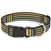Plastic Clip Collar - Stripe Blocks Brown/Multi Pastel Plastic Clip Collars Buckle-Down