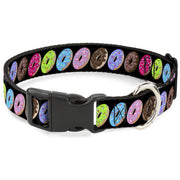 Plastic Clip Collar - Sprinkle Donuts Black/Multi Color Plastic Clip Collars Buckle-Down