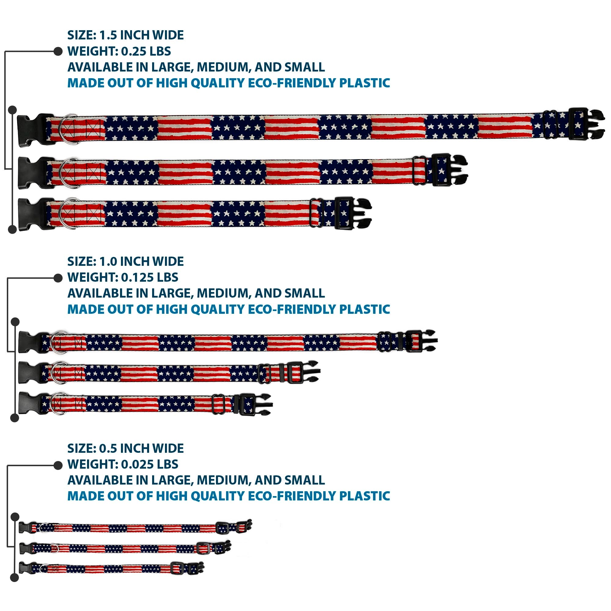 Plastic Clip Collar - Stars & Stripes Painting Plastic Clip Collars Buckle-Down