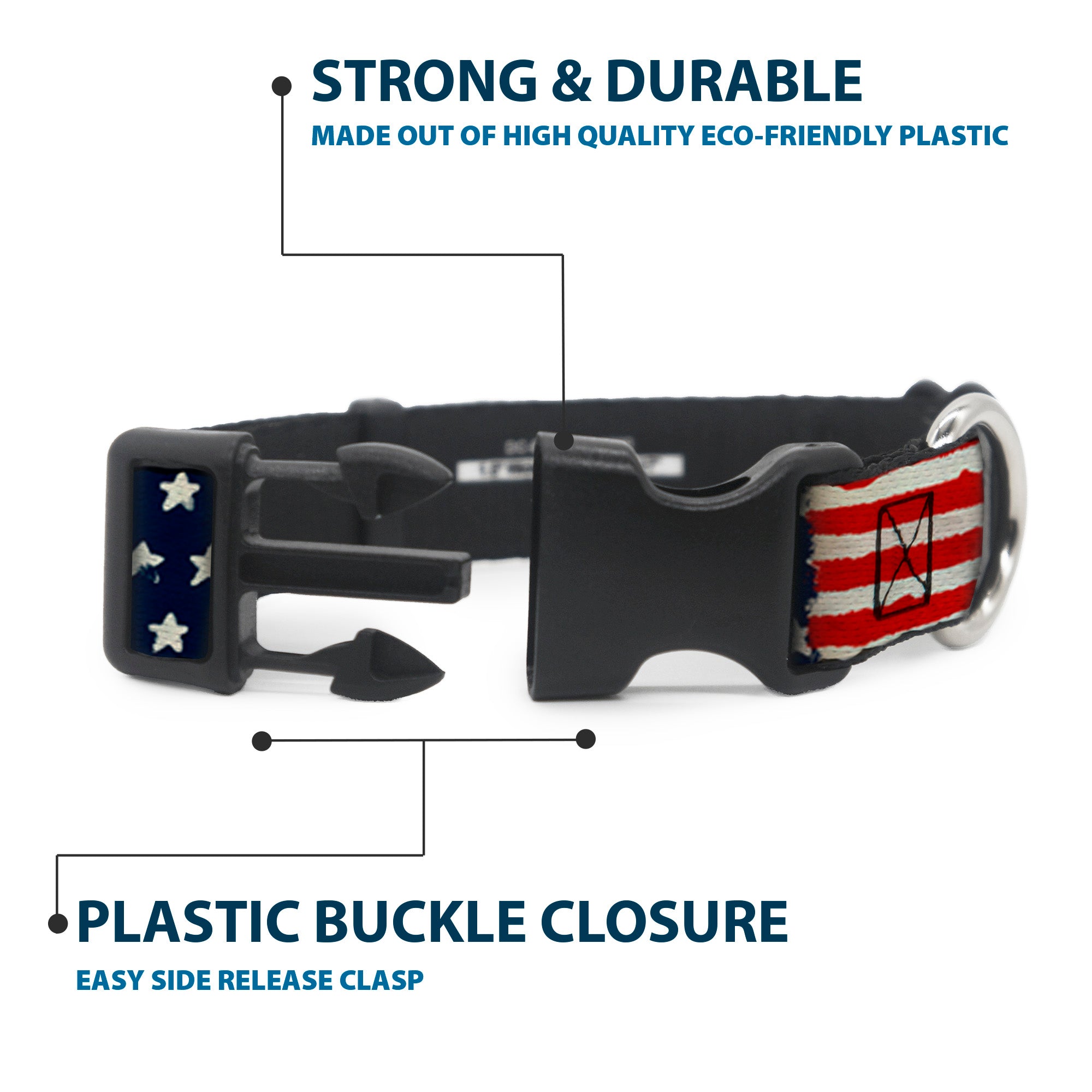 Plastic Clip Collar - Stars & Stripes Painting Plastic Clip Collars Buckle-Down