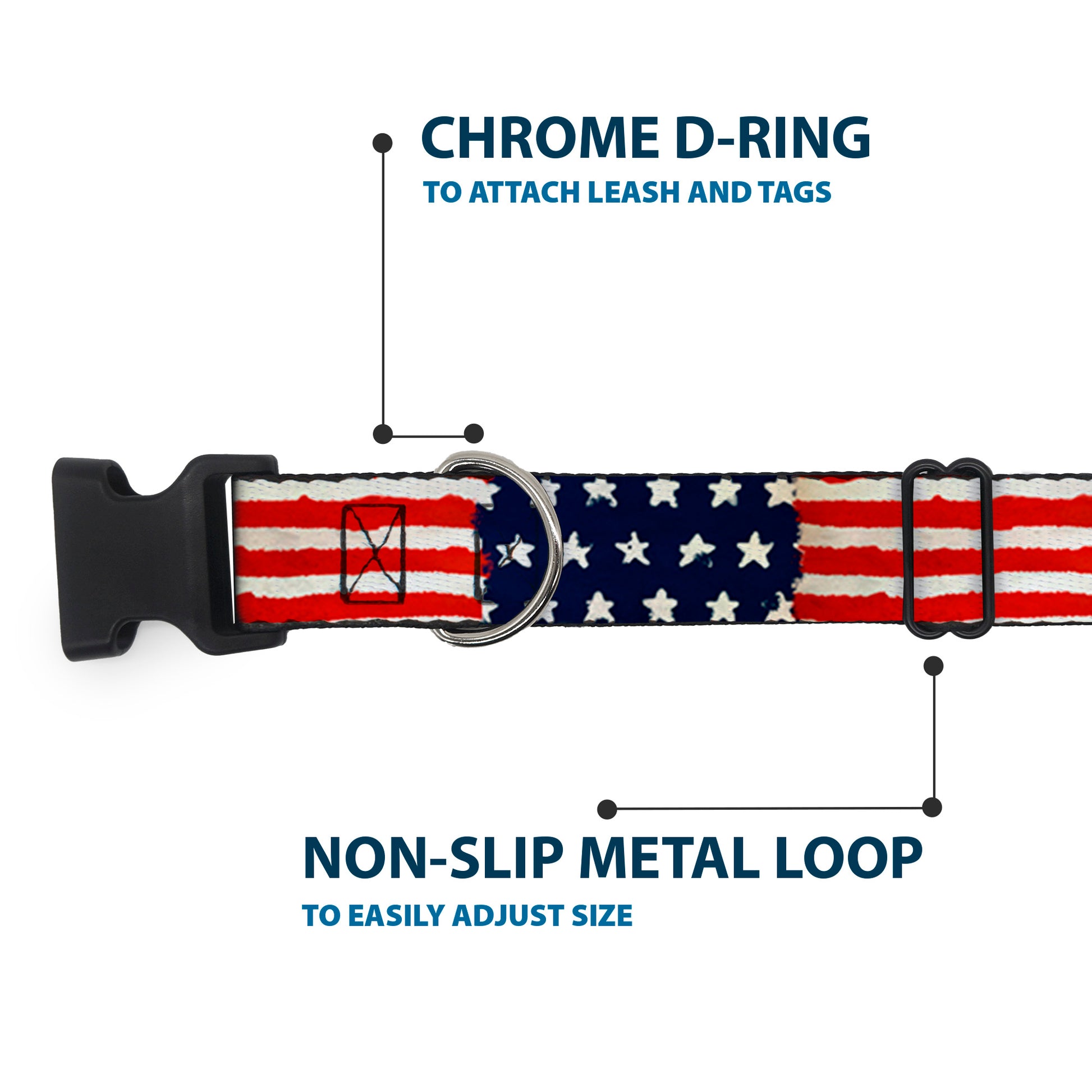 Plastic Clip Collar - Stars & Stripes Painting Plastic Clip Collars Buckle-Down