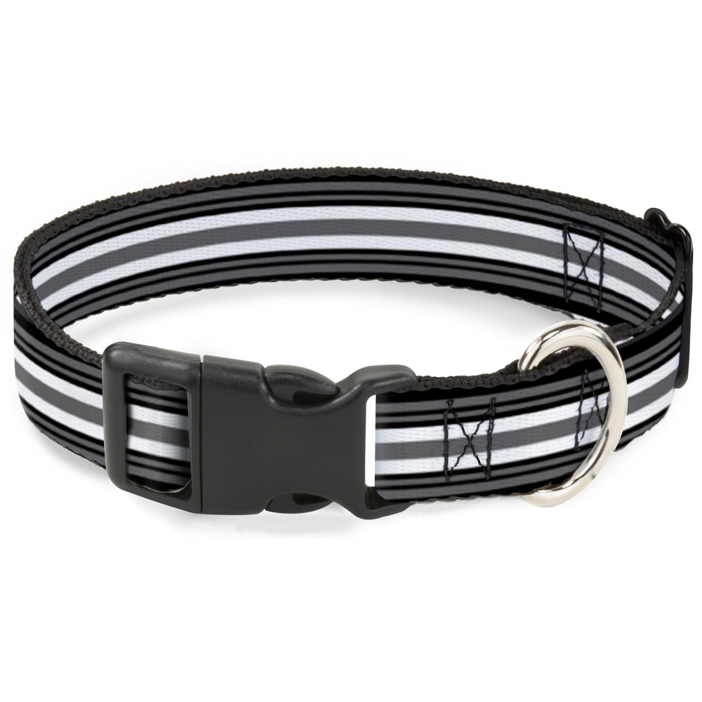 Plastic Clip Collar - Striped Black/Gray/White Plastic Clip Collars Buckle-Down