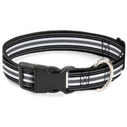 Plastic Clip Collar - Striped Black/Gray/White Plastic Clip Collars Buckle-Down