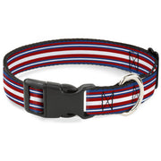 Plastic Clip Collar - Striped Blue/Red/White Plastic Clip Collars Buckle-Down