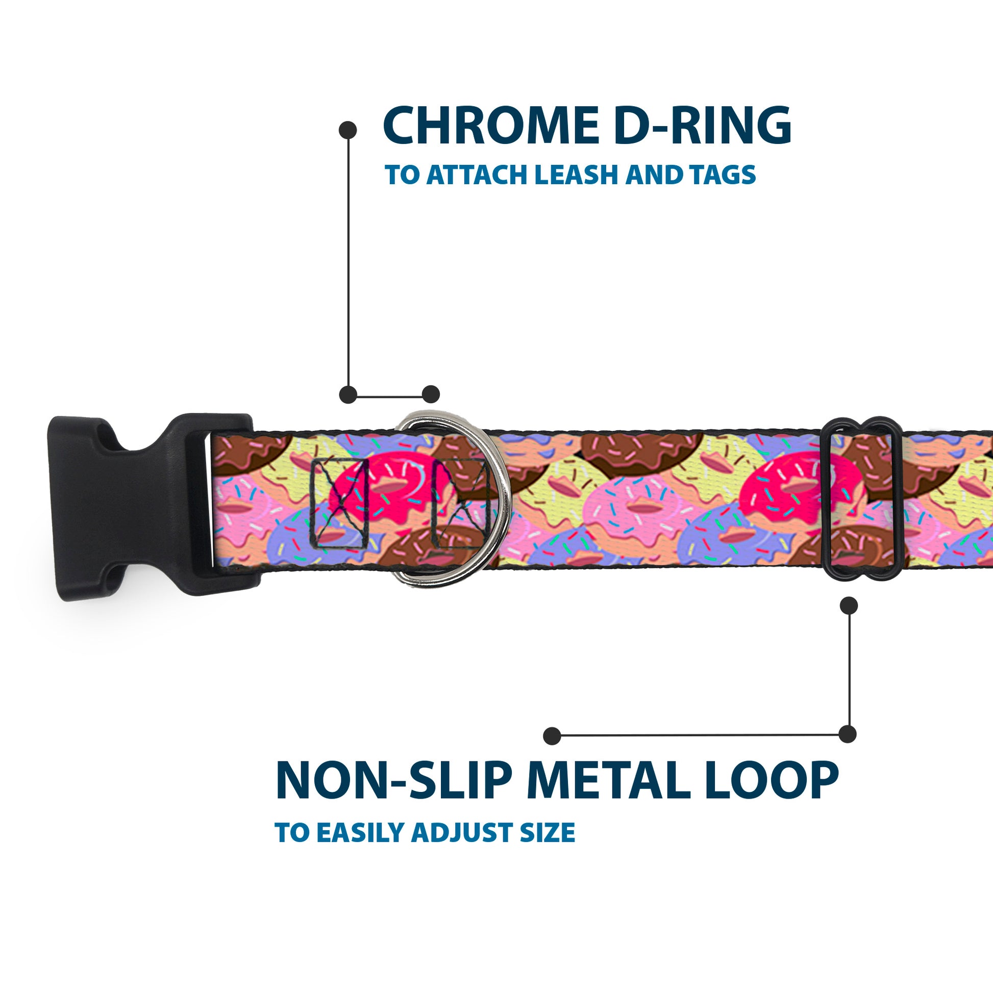 Plastic Clip Collar - Sprinkle Donuts Stacked Multi Color Plastic Clip Collars Buckle-Down