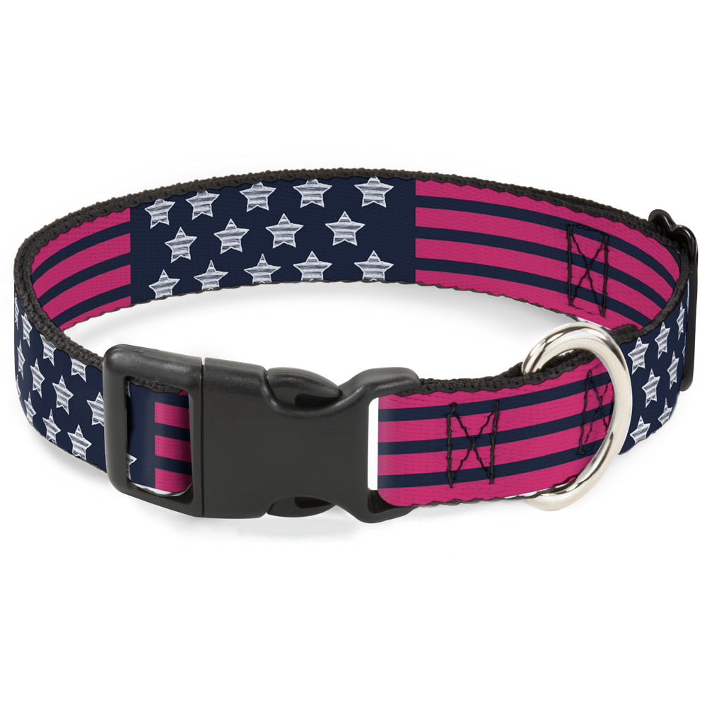 Plastic Clip Collar - Stars & Stripes2 Blue/White/Pink Plastic Clip Collars Buckle-Down