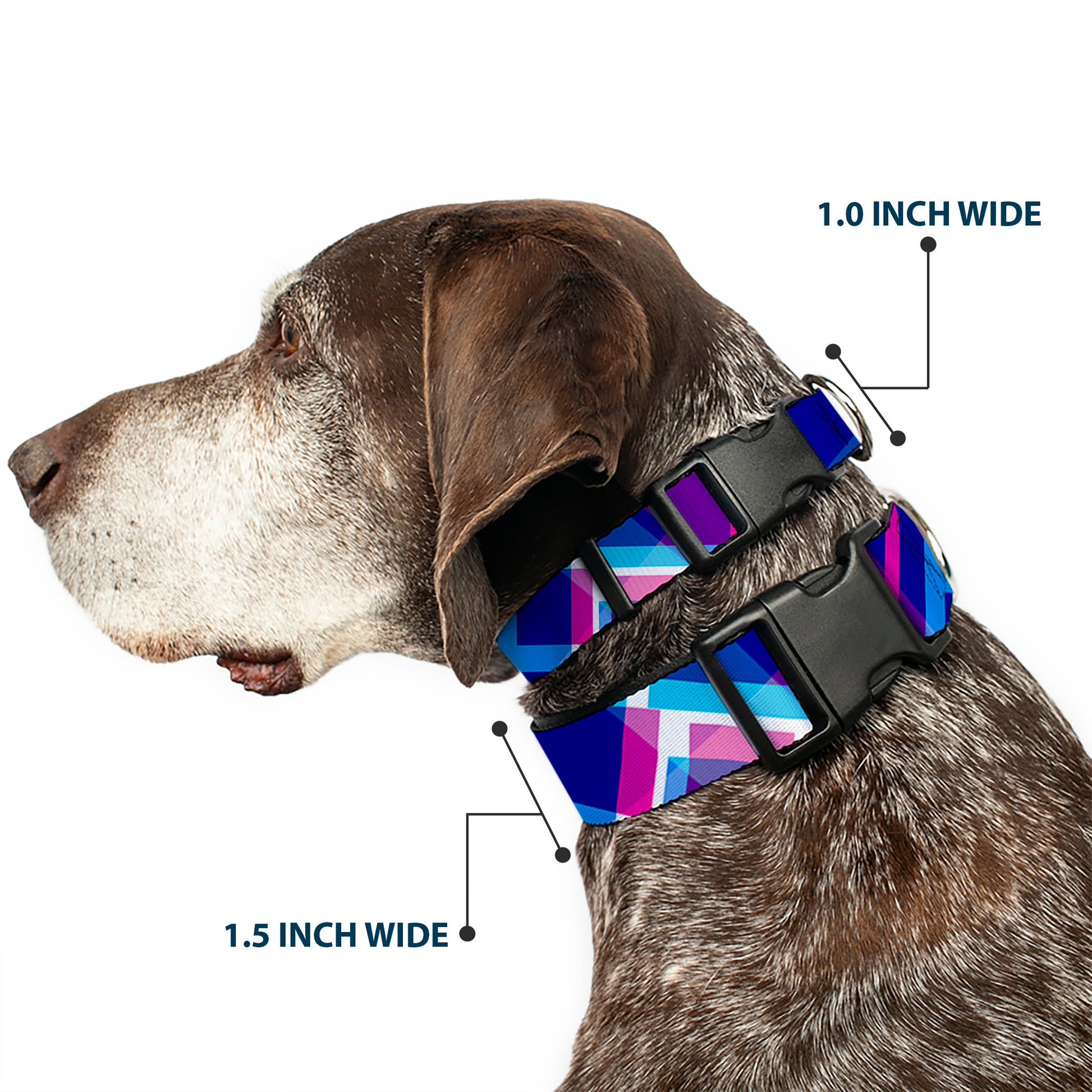 Plastic Clip Collar - Squares Stacked Blues/Pinks/Purples Plastic Clip Collars Buckle-Down