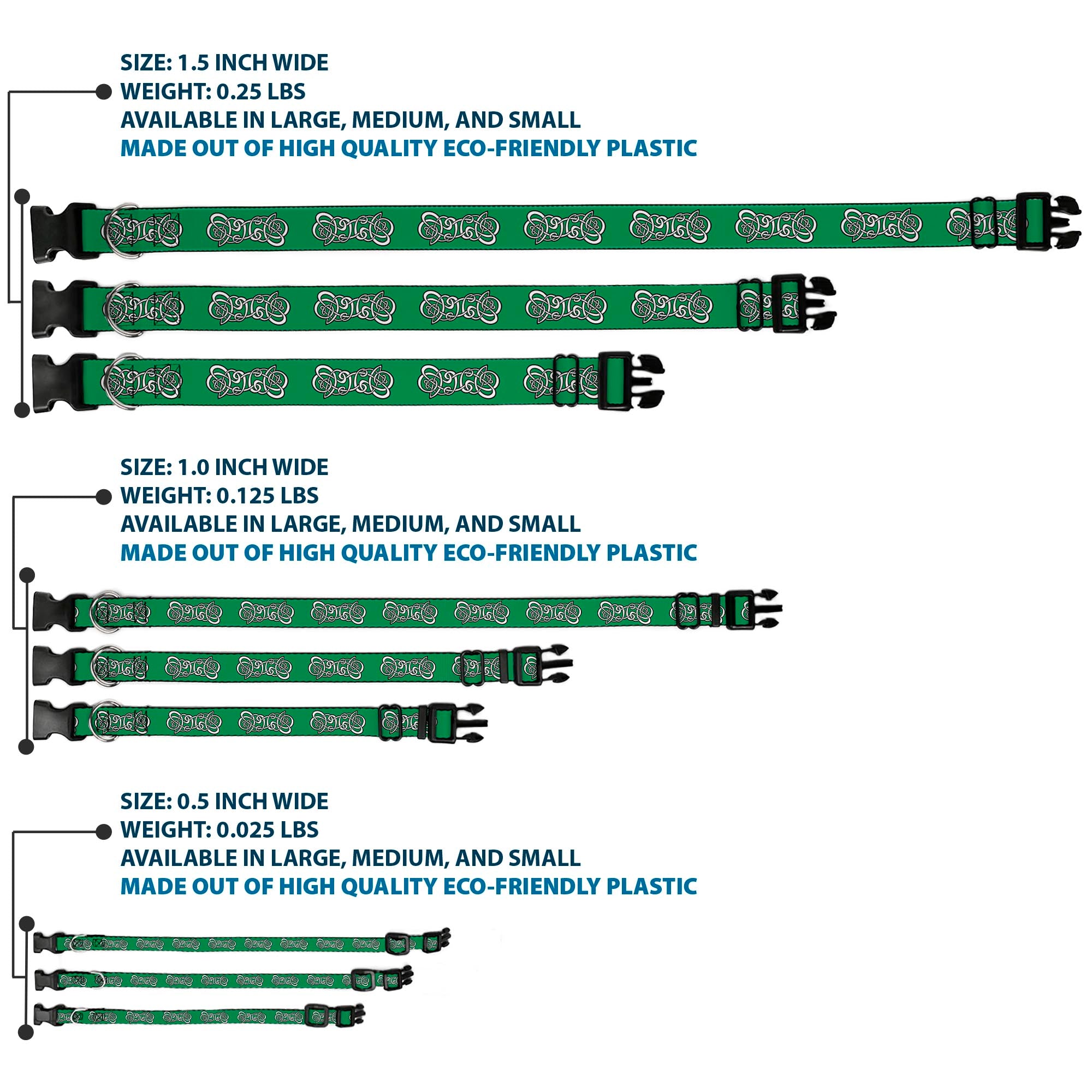 Plastic Clip Collar - Celtic Knot2 Greens/Black/White Plastic Clip Collars Buckle-Down