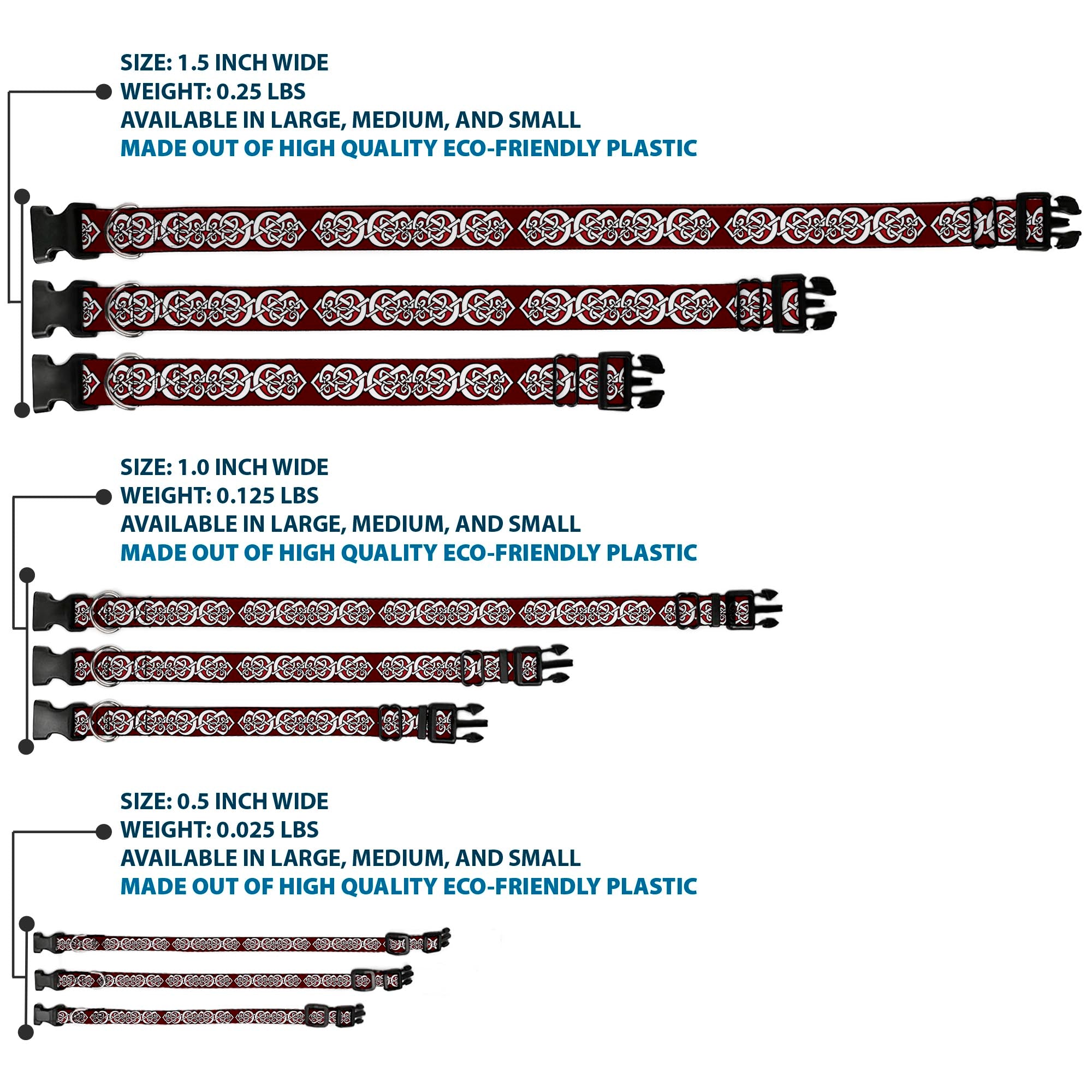 Plastic Clip Collar - Celtic Knot5 Reds/Black/White Plastic Clip Collars Buckle-Down