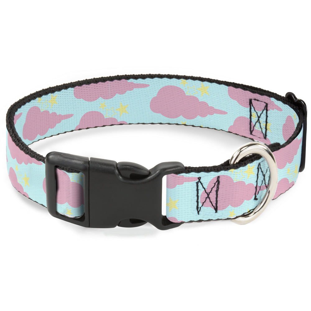 Plastic Clip Collar - Cloudy/Starry Sky Aqua/Pink/Yellow Plastic Clip Collars Buckle-Down