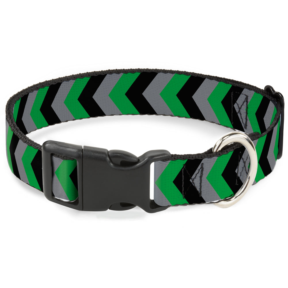 Plastic Clip Collar - Chevron Green/Black/Gray Plastic Clip Collars Buckle-Down