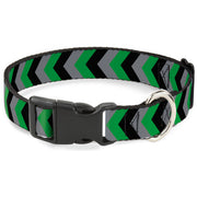 Plastic Clip Collar - Chevron Green/Black/Gray Plastic Clip Collars Buckle-Down