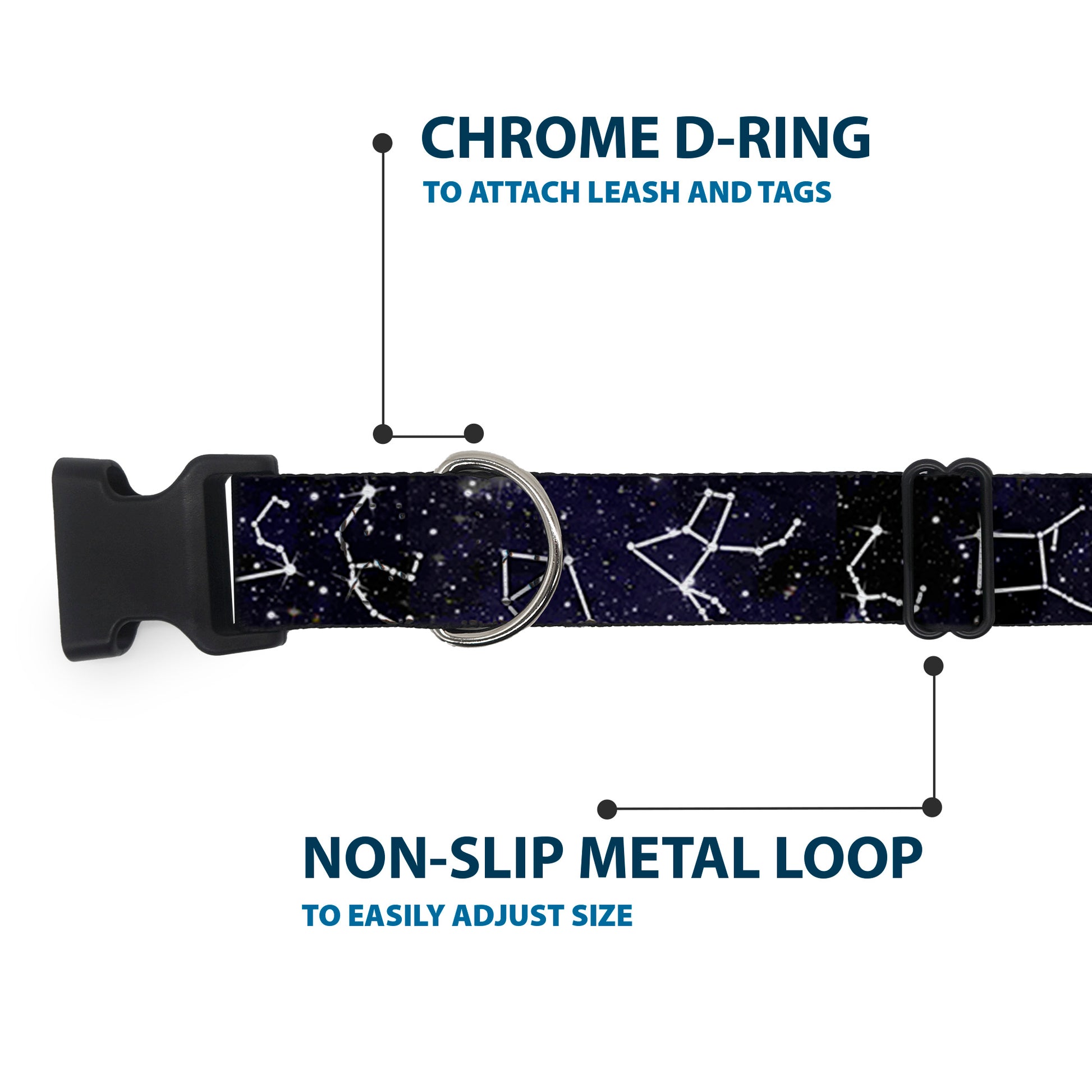 Plastic Clip Collar - Constellations-14 Galaxy/White Plastic Clip Collars Buckle-Down