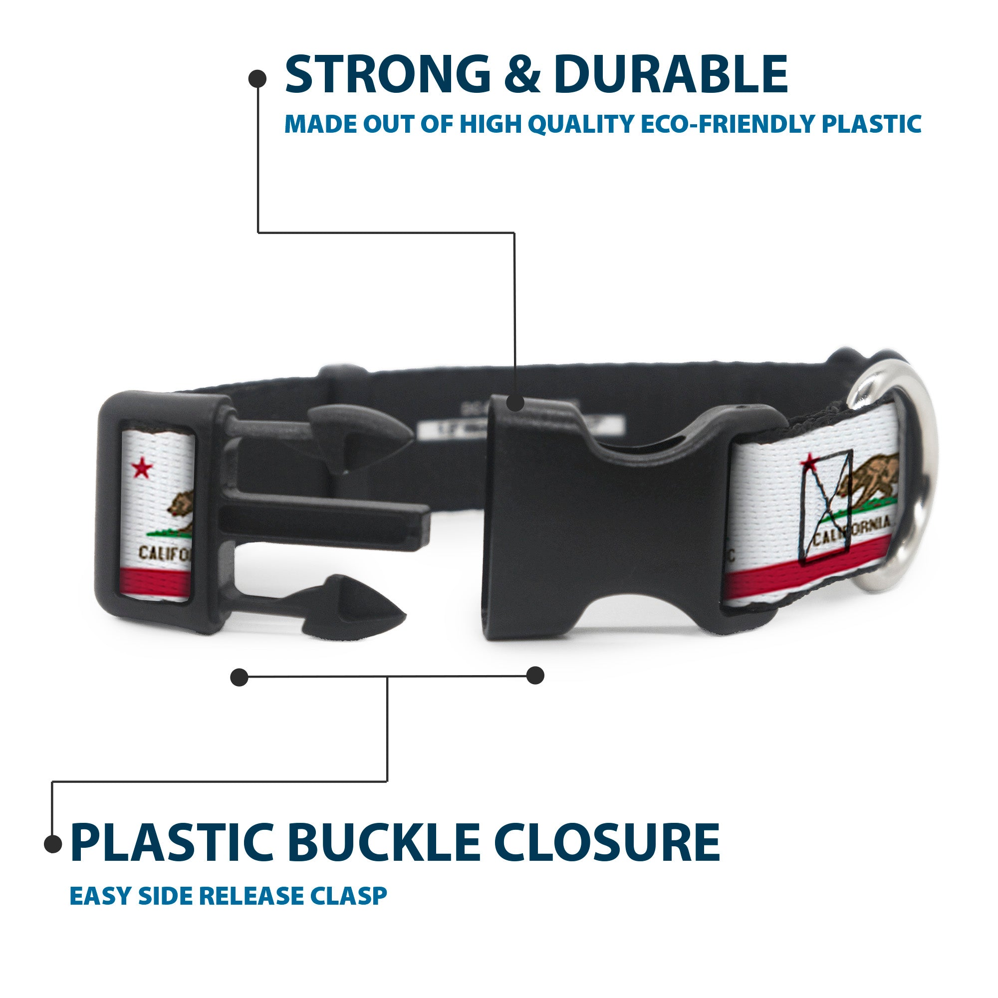 Plastic Clip Collar - California Flag Continuous Plastic Clip Collars Buckle-Down