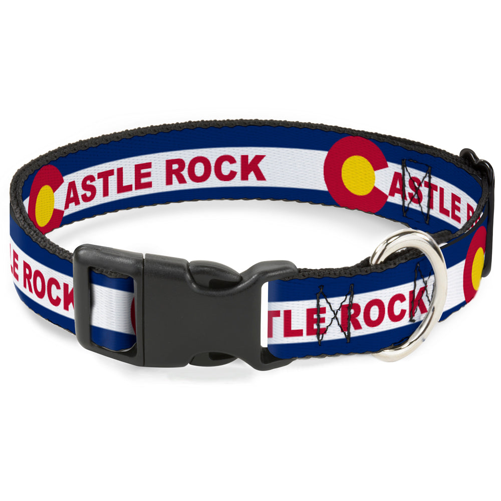 Plastic Clip Collar - Colorado CASTLE ROCK Flag Blue/White/Red/Yellows Plastic Clip Collars Buckle-Down