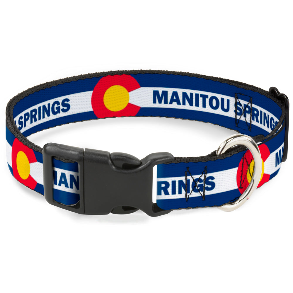 Plastic Clip Collar - Colorado MANITOU SPRINGS Flag Blue/White/Red/Yellow Plastic Clip Collars Buckle-Down