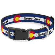 Plastic Clip Collar - Colorado BEAVER CREEK Flag Blue/White/Red/Yellow Plastic Clip Collars Buckle-Down