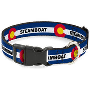 Plastic Clip Collar - Colorado STEAMBOAT Flag Blue/White/Red/Yellow Plastic Clip Collars Buckle-Down