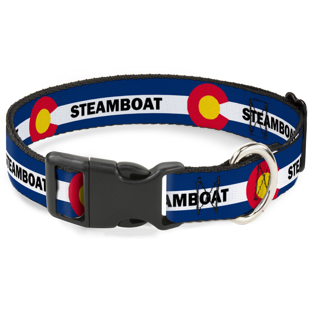 Plastic Clip Collar - Colorado STEAMBOAT Flag Blue/White/Red/Yellow Plastic Clip Collars Buckle-Down