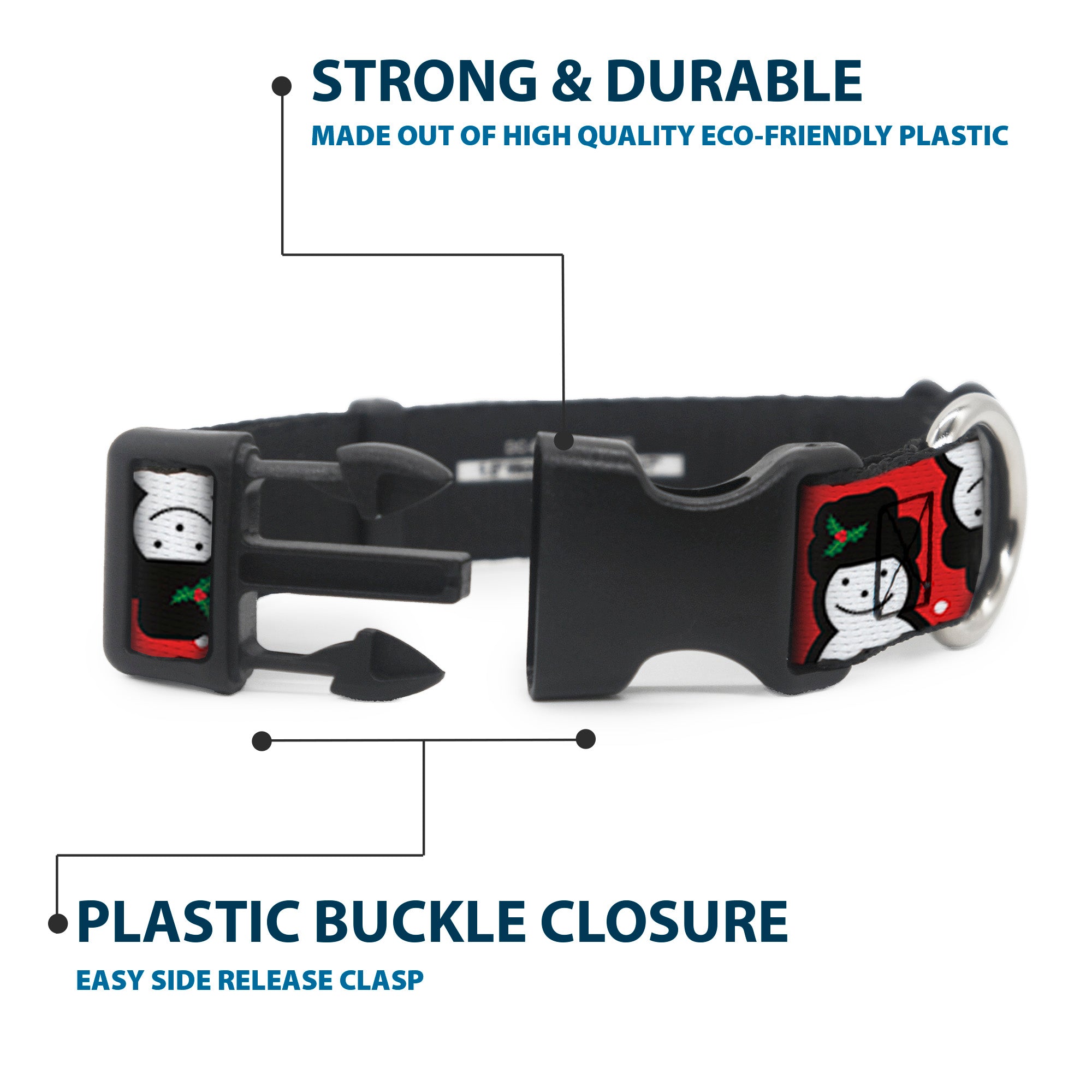 Plastic Clip Collar - Christmas Snowman Flip Red/White Plastic Clip Collars Buckle-Down