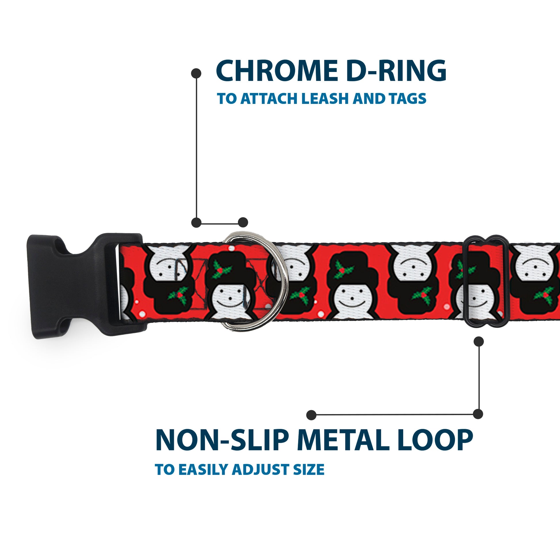 Plastic Clip Collar - Christmas Snowman Flip Red/White Plastic Clip Collars Buckle-Down